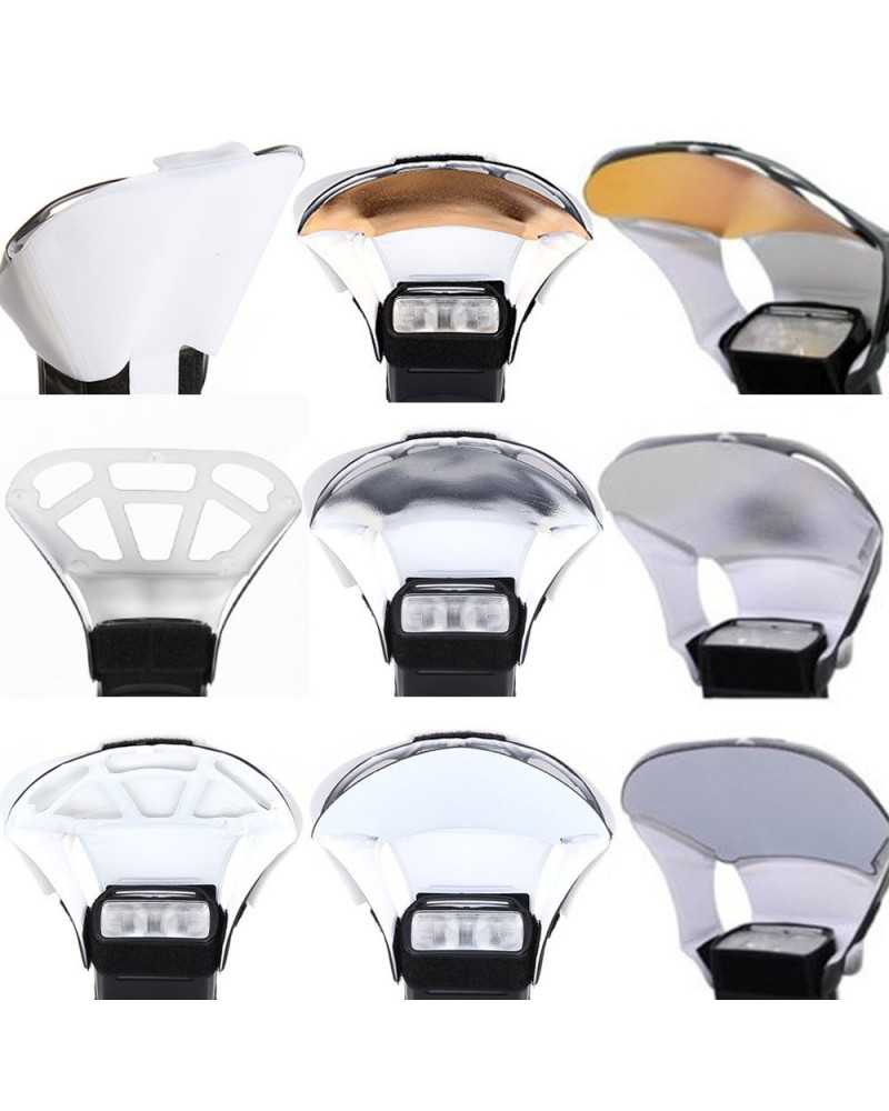 Universal Speedlight Flash Diffuser/Softbox Honeycomb Grid&Tri-Color Reflector