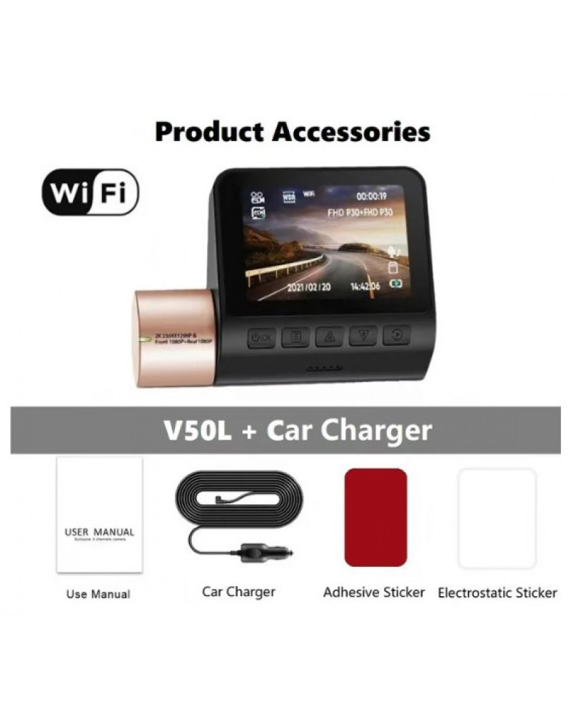 V50L 2K Dash Cam for Car Camera WIFI Night Vision 24h Parking Monitor