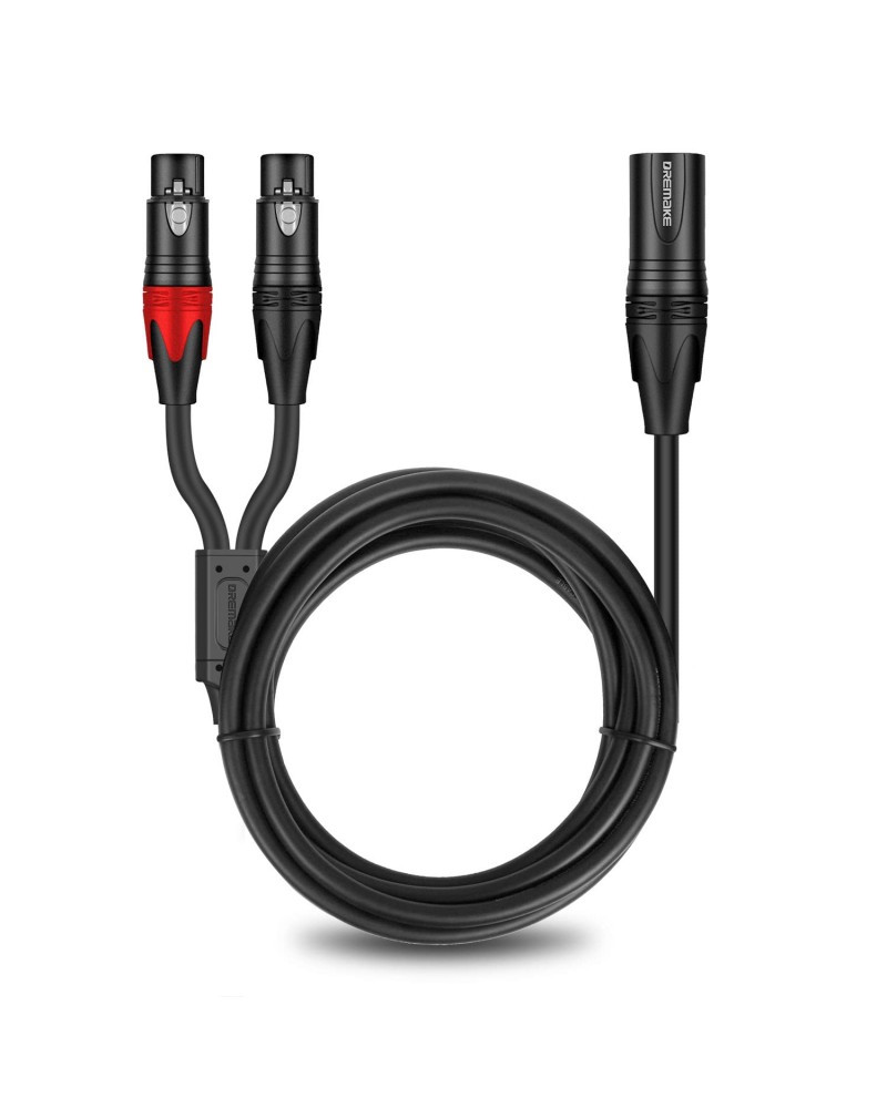 XLR Splitter Cable Male to Dual Female Y-Splitter 3-Pin Balanced Microphone 1M