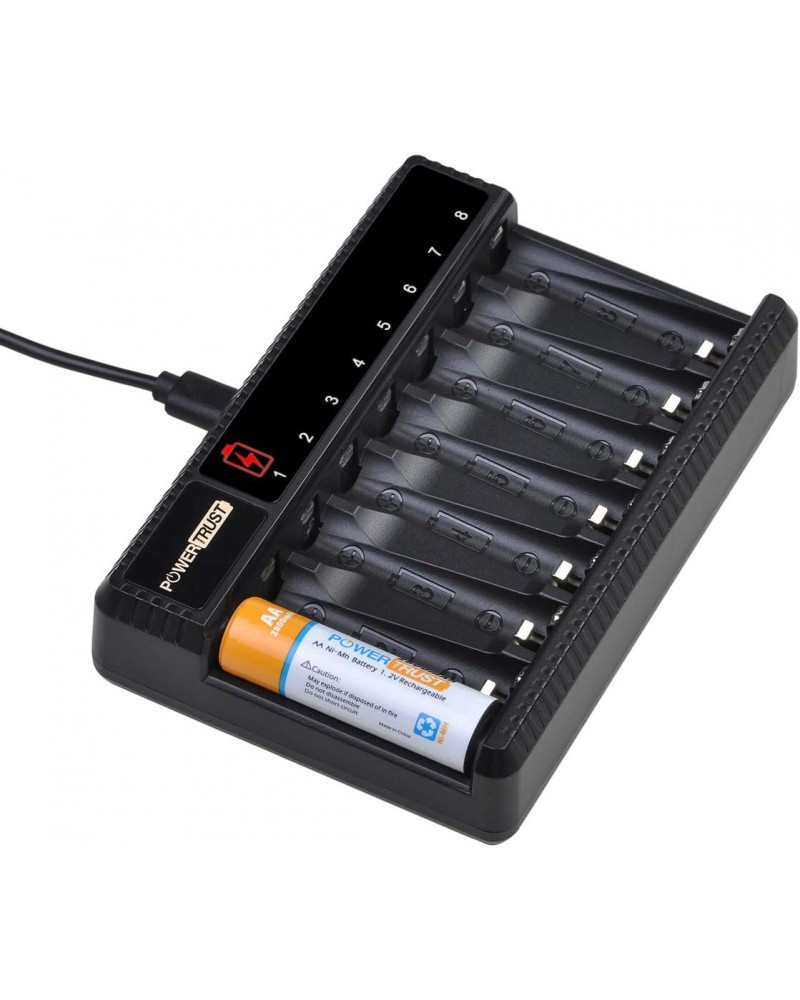 PowerTrust 8-Slots LCD Battery Charger for AA AAA Rechargeable Batteries
