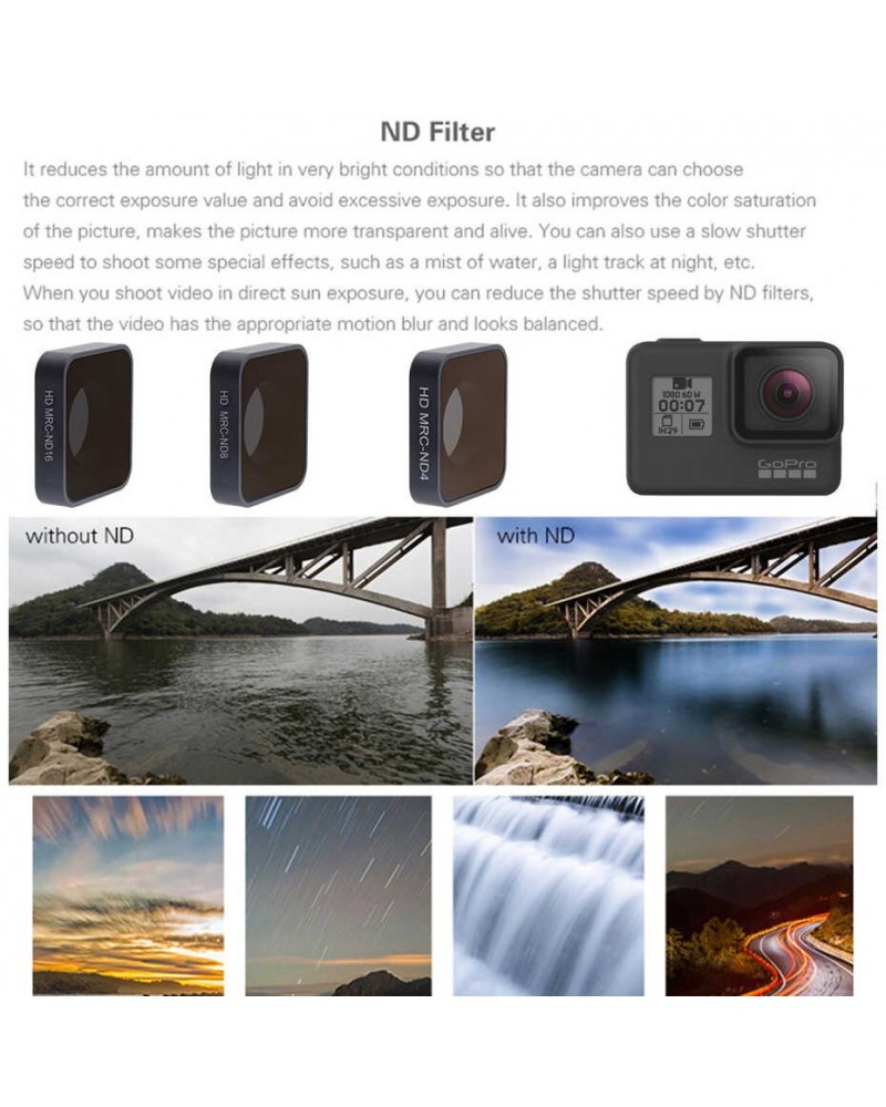 FOTOFLY Hero5/6/7 Camera Filter CPL/UV/ND 4 8 16/Red/Magenta/Yellow Filters