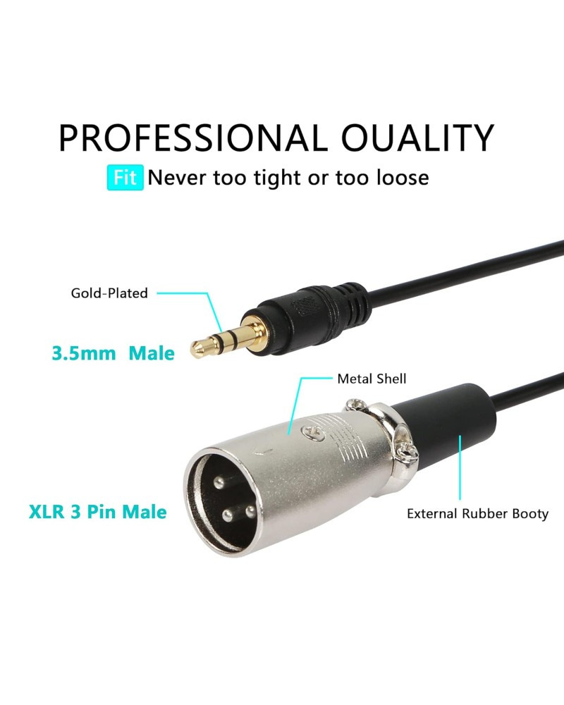 Aux 3.5mm (1/8 Inch) Male to XLR 3-Pin Male Stereo Audio Cable 1.5M